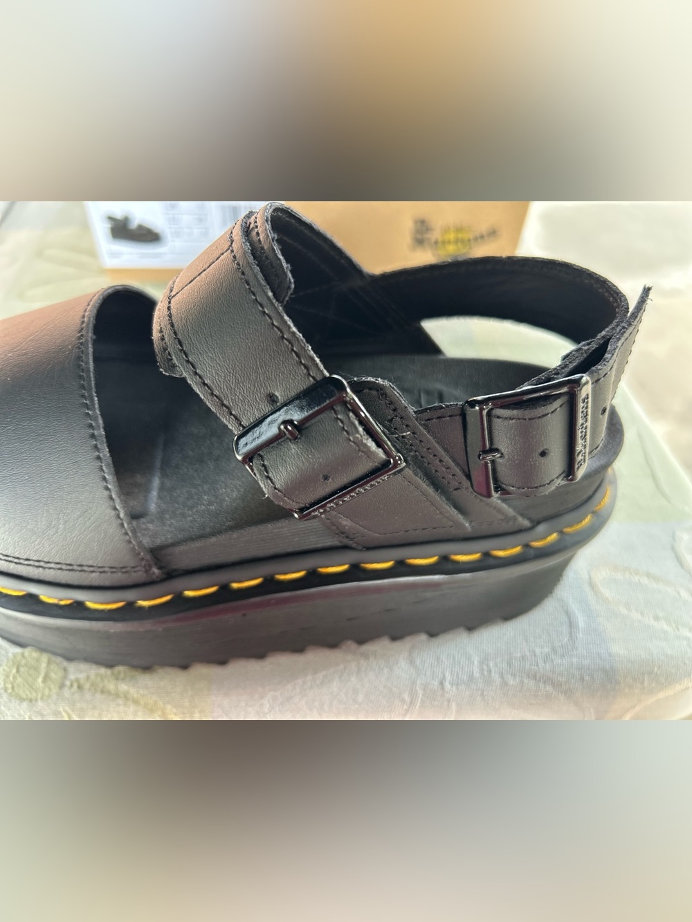 Dr. Martens Women’s Voss Squad Platform Black Leather Sandals with Buckle Straps - Picture 14 of 15